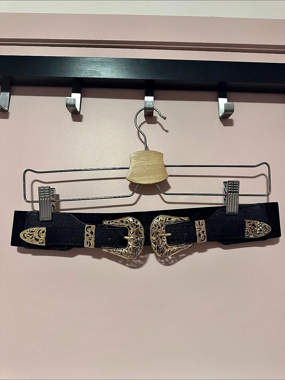 Black and Gold Double Buckle Belt Like New